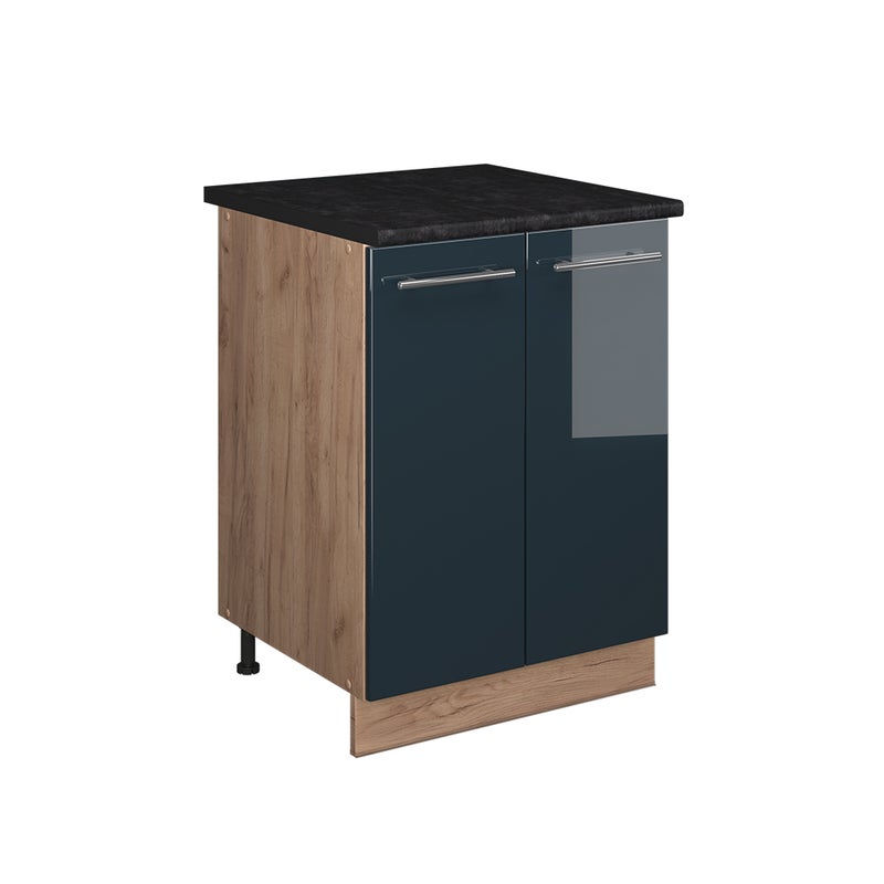 Vicco Szafka pod zlew Fame-Line, Ciemnoniebieski wysoki połysk/Dąb goldkraft, 60 cm