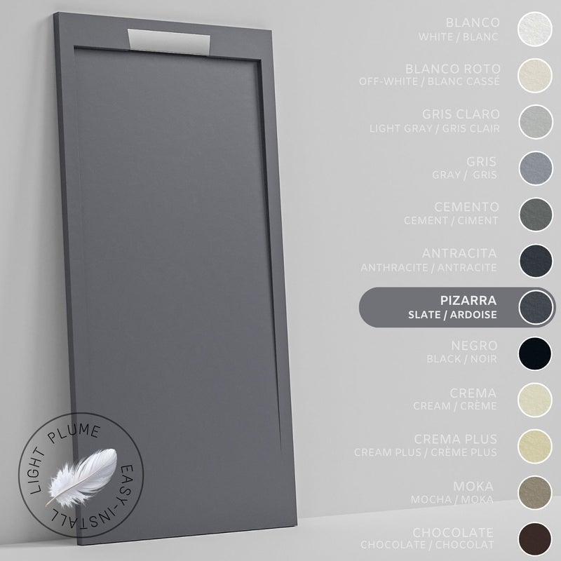 SOULHOME Lekki Brodzik z Żywicy tekstura Łupka – łupkowy- 100x90- Niski 3cm– Elegancki