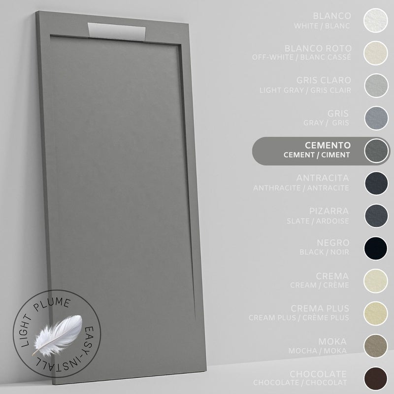SOULHOME Lekki Brodzik z Żywicy tekstura Łupka – cementowoszary- 180X70- Niski 3cm– Elegancki