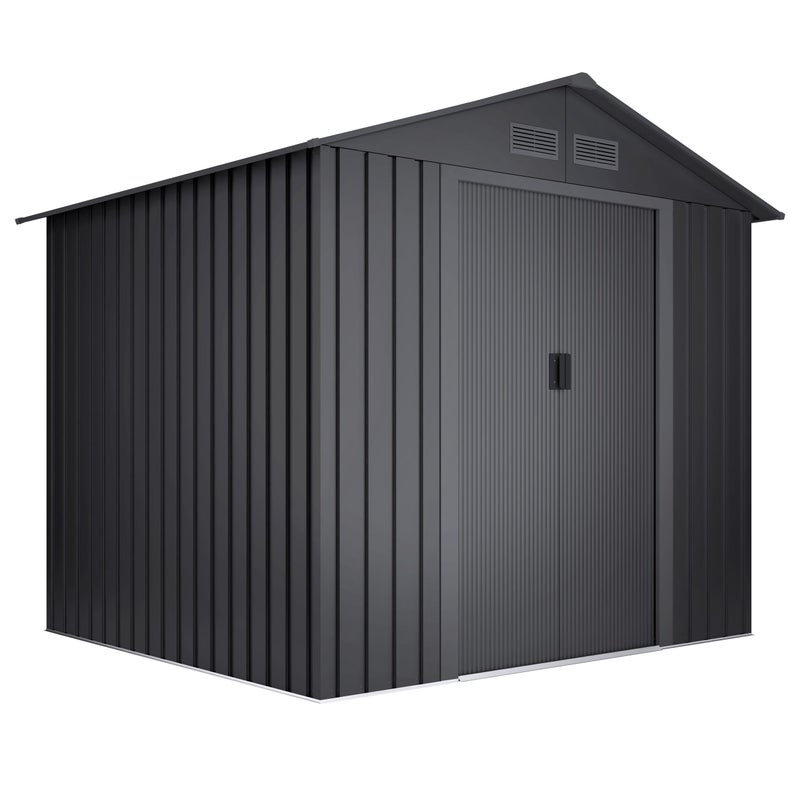 Domek narzędziowy metalowy Light Anthracite 5,27 m², podwójne drzwi przesuwne, otwory wentylacyjne, szary, do przechowywania w ogrodzie