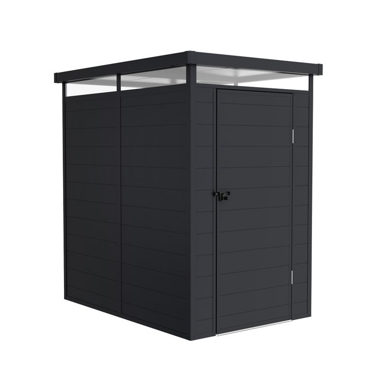 Domek ogrodowy z żywicy Terra 2,47 m², 173x143x204 cm, drzwi na zawiasach, świetlik z naturalnym światłem, bezpieczne przechowywanie w ogrodzie
