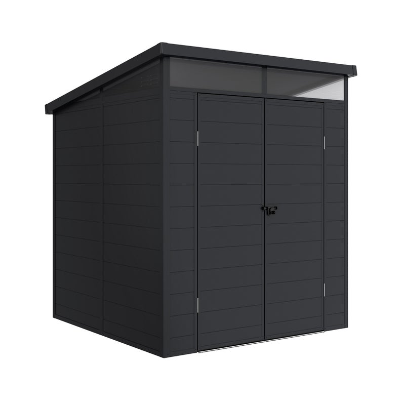 Domek ogrodowy z żywicy Terra 3,65 m², 181x143x204 cm, drzwi na zawiasach, świetlik z naturalnym światłem, bezpieczne przechowywanie w ogrodzie