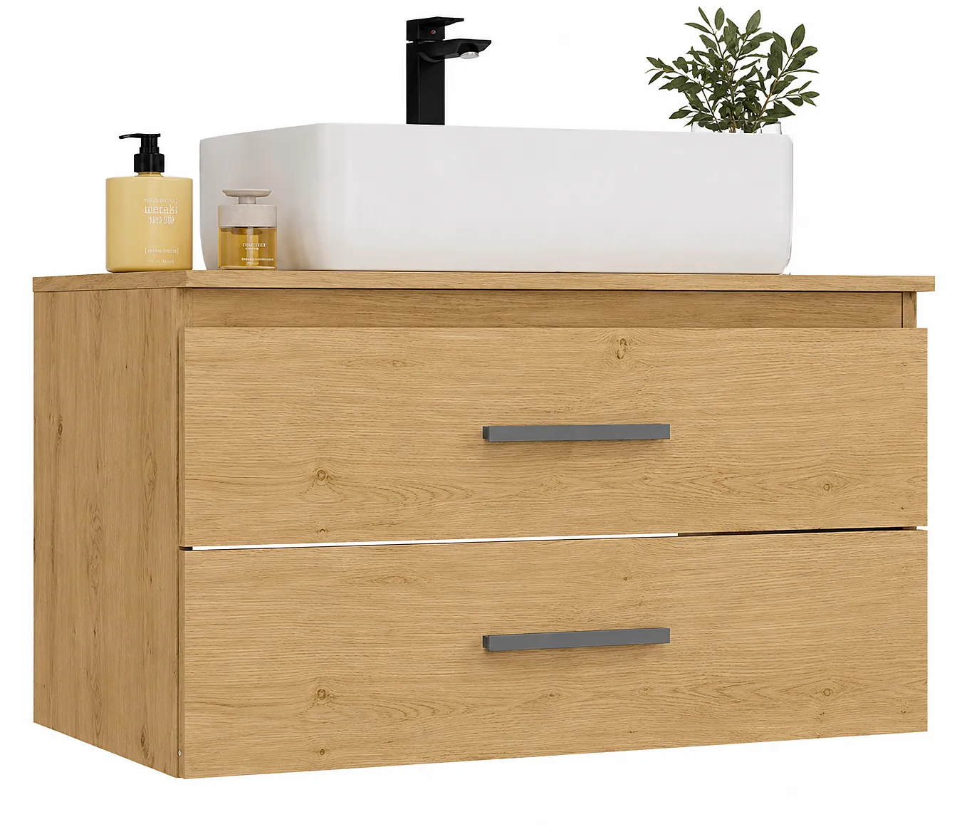 Szafka wisząca 80 cm dąb artisan z umywalką D1-F71