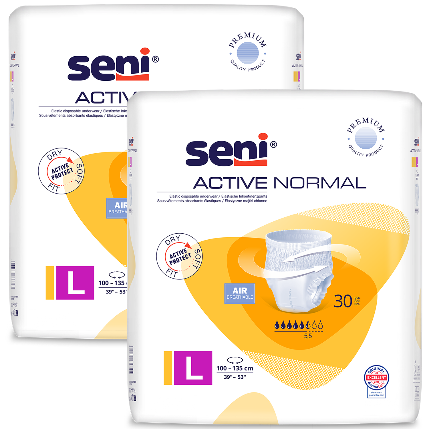 Zestaw Seni Active Normal, majtki chłonne, L, 100-135 cm, 2 x 30 sztuk