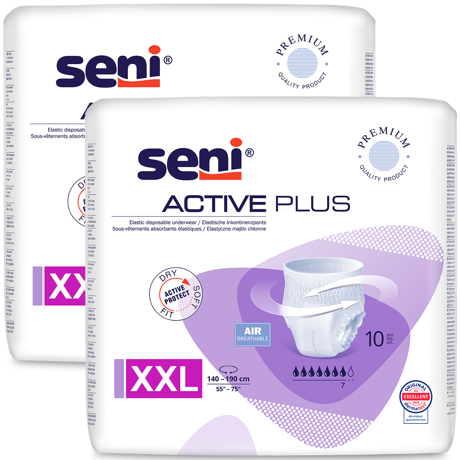 Zestaw Seni Active Plus, majtki chłonne, XXL, 140-190 cm, 2 x 10 sztuk