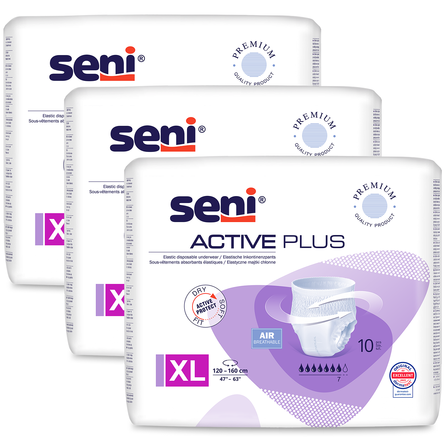Zestaw Seni Active Plus, majtki chłonne, XL, 120-160 cm, 3 x 10 sztuk