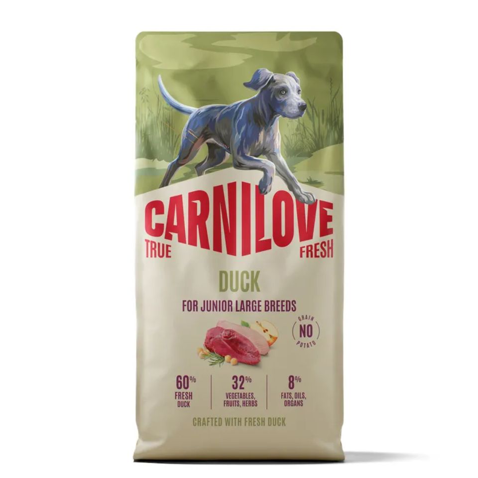CARNILOVE True Fresh Dog Duck Junior Large 12 kg sucha karma ze świeżą kaczką dla juniorów dużych ras