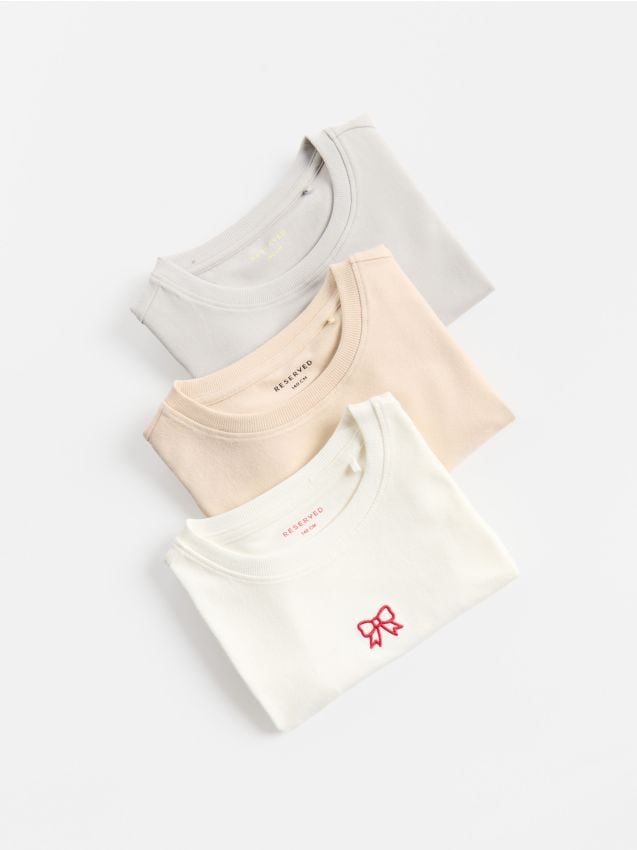 Reserved - Bawełniany t-shirt 3 pack - wielobarwny