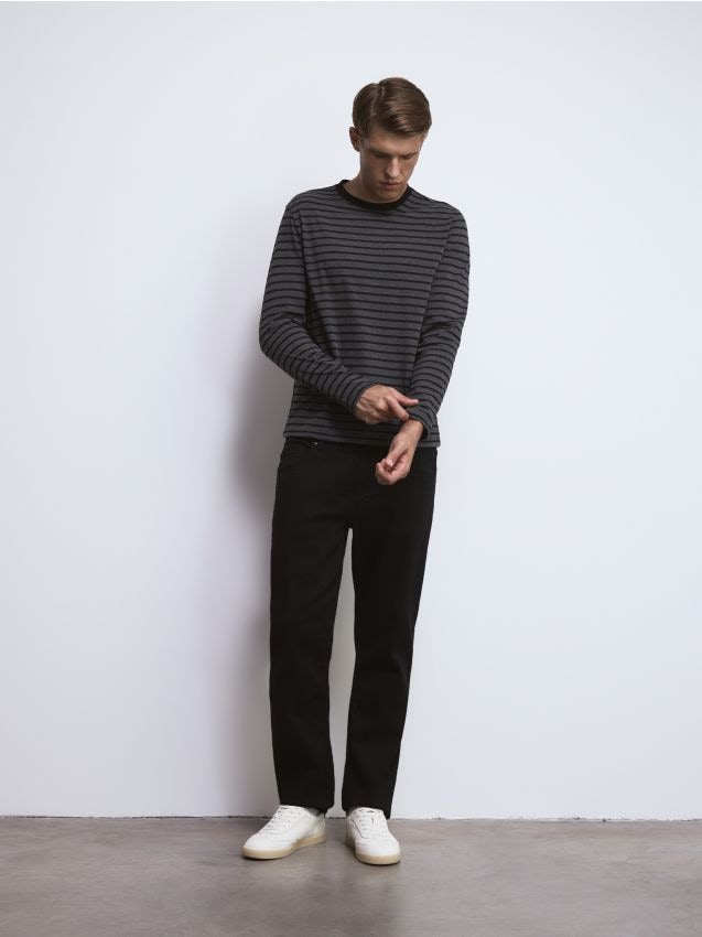 Reserved - Longsleeve z bawełny merceryzowanej - czarny