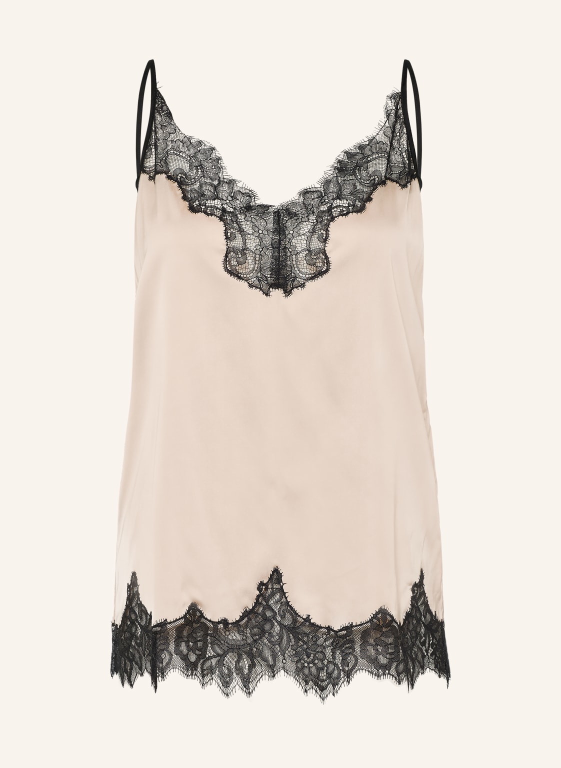 Maje Top Z Satyny Z Koronką beige