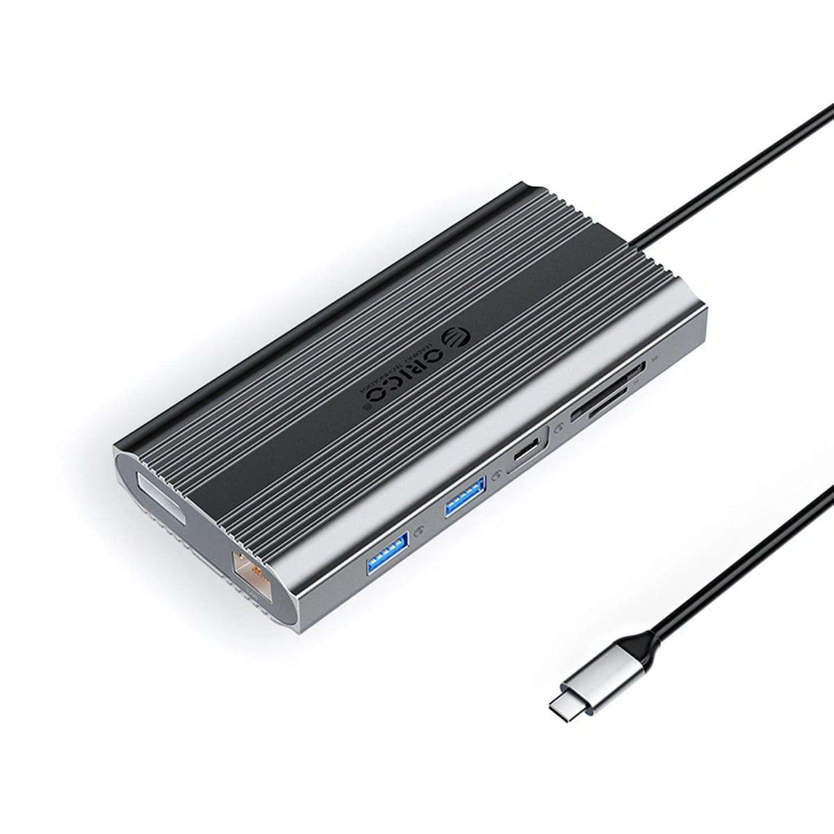 Orico USB-C 12w1 USB-A USB-C PD 100W 2x HDMI 4K 60Hz DisplayPort 4K 60Hz RJ45 Gigabit - szara ORICO-XDR-X33-GY-BP