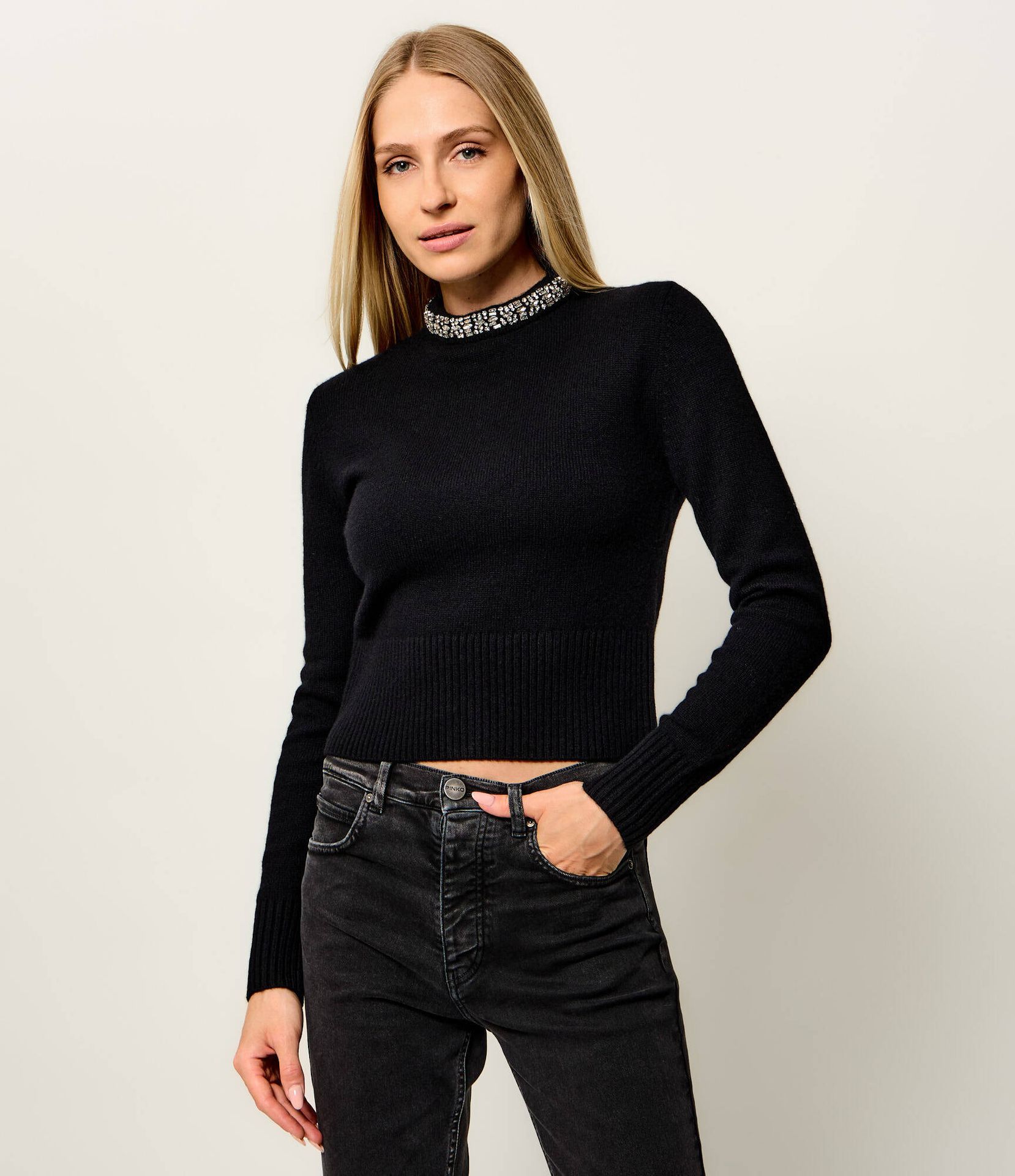 Pinko Golf Berlino Cropped Fit z dodatkiem wełny i kaszmiru