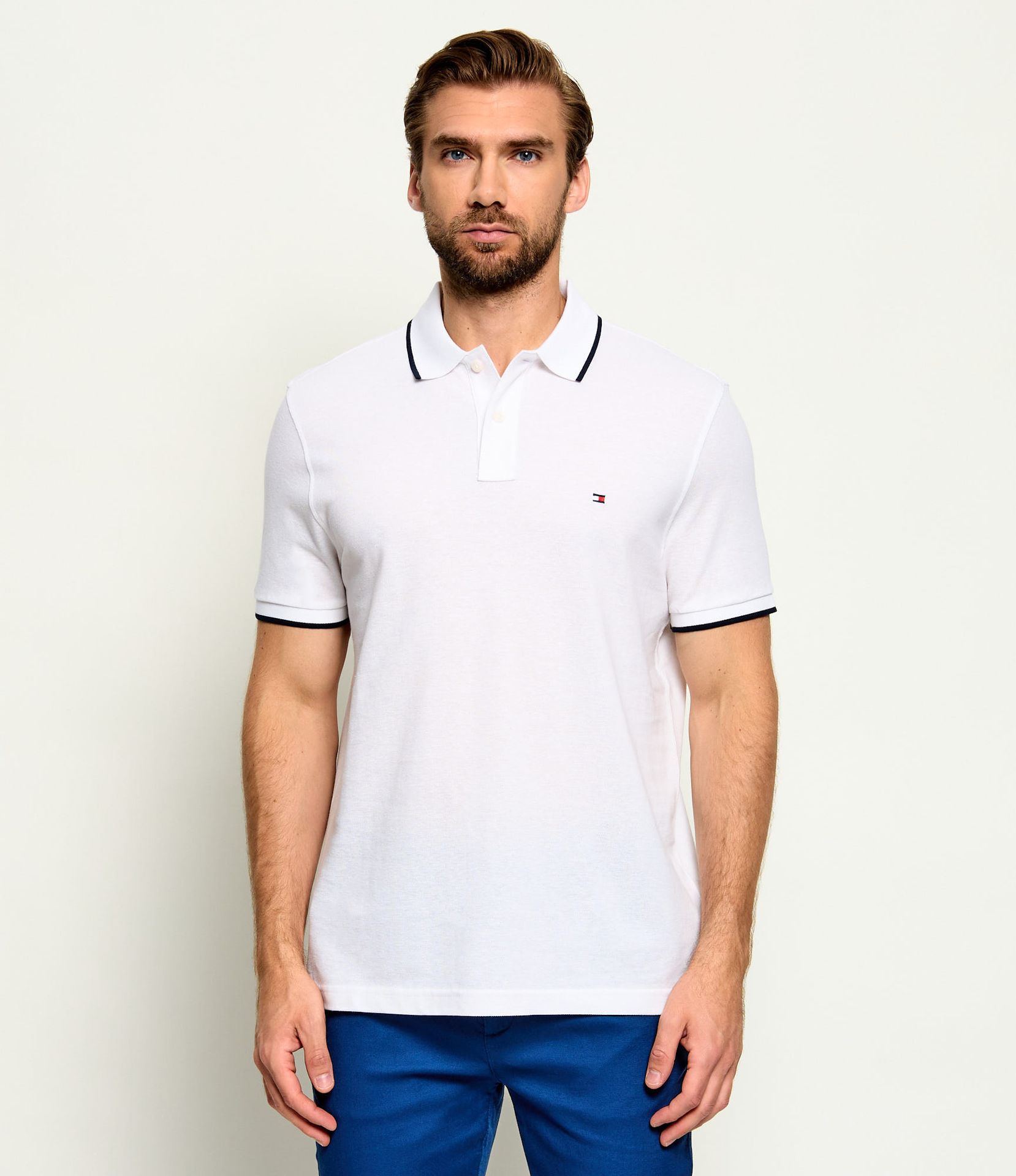 Tommy Hilfiger Polo Regular Fit z dodatkiem lnu