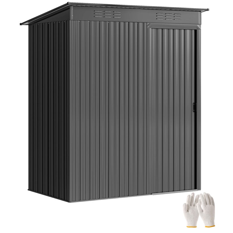 Metal domek ogrodowy 1.37 m², ogród cabin, 2 para gloves, sliding drzwi, 159x106x181cm, ciemnoszary