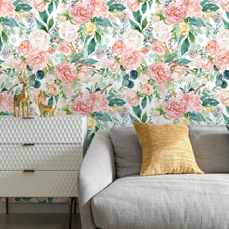 Tapeta samoprzylepna w kwiaty – tapeta winylowa – 45 cm x 200 cm – idealna do dekoracji sypialni – zestaw dwóch sztuk
