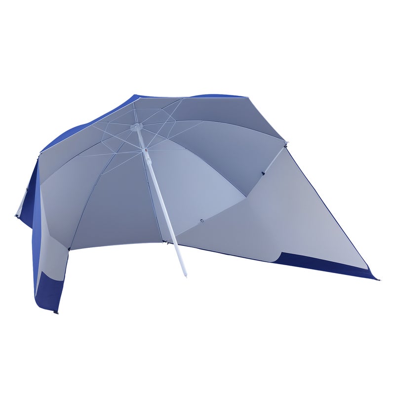 2m Ochrona UV Fishing Parasol plażowy Brolly Schronienie w/Boczny Panel Namiot, Torba transportowa, Niebieski