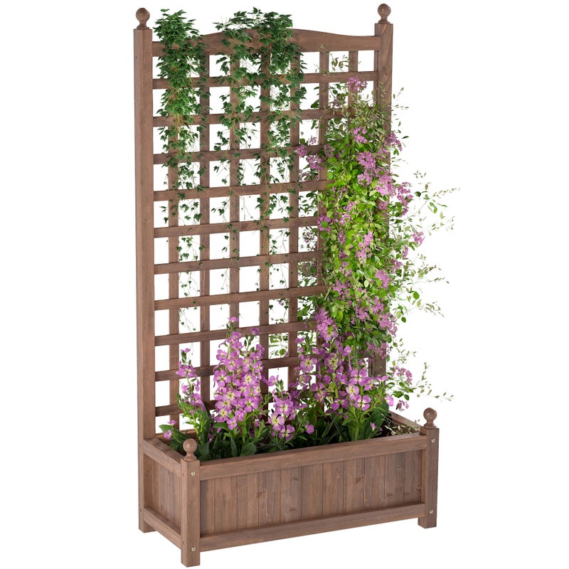Donica z kratka - kwiat Doniczka - Standing Donica - Wymiary: 64L x 28W x 120H cm Irrigation Inserts W zestawie Treated Spruce Drewno
