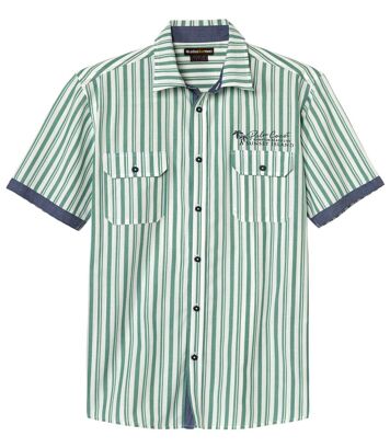 Koszula w paski z popeliny Mężczyzna Atlas For Men - Kolor : Pasiasty - Rozmiar : 4XL