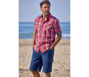 Koszula pilotka w kratę z popeliny Mężczyzna Atlas For Men - Kolor : Krata - Rozmiar : 4XL