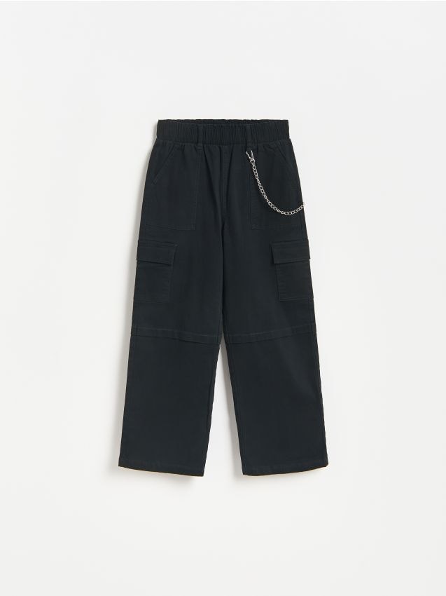 Reserved - GIRLS` TROUSERS & CHAIN - czarny