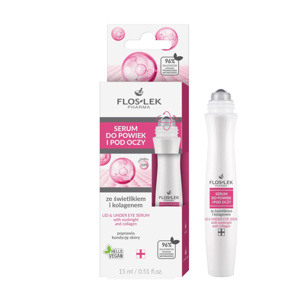 Flos-Lek, serum do powiek pod oczy ze świetlikiem i kolagenem, 15 ml