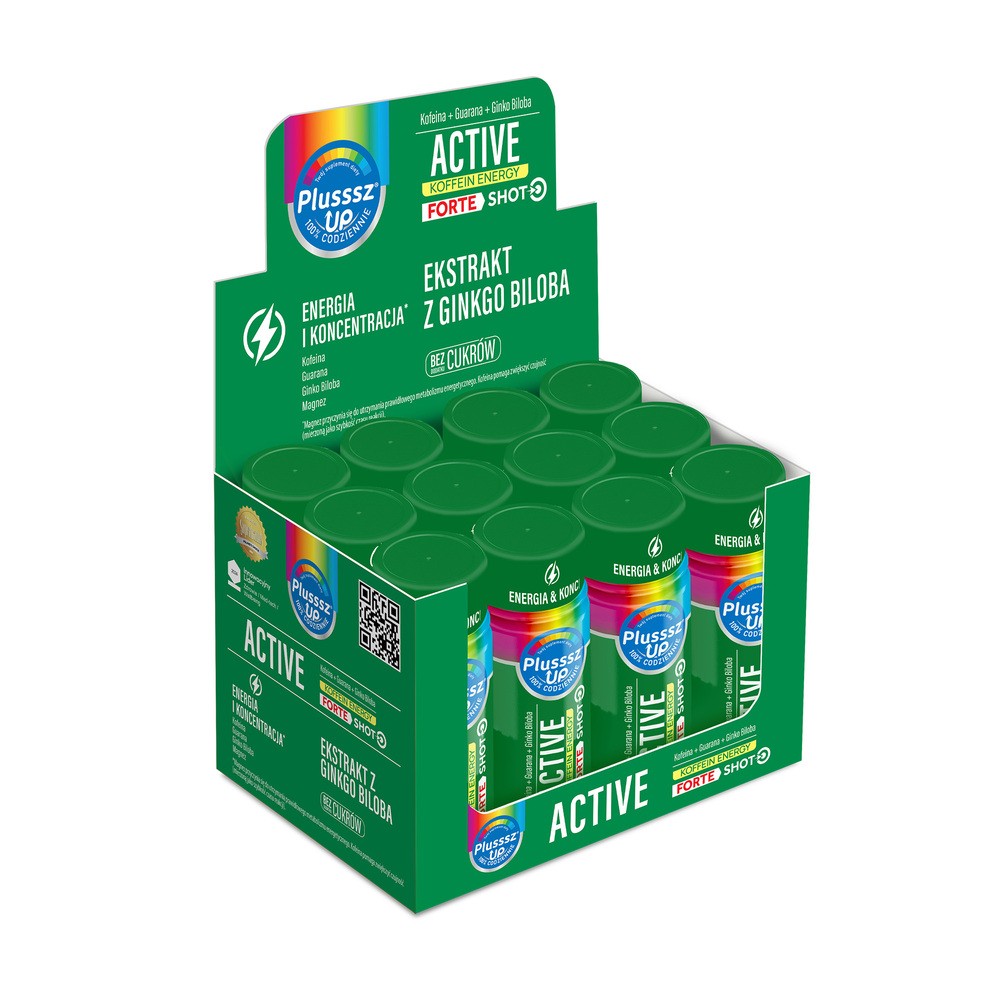 Plusssz Up Active Koffein Energy Forte Shot, płyn, smak grejpfrutowy, 50 ml x 12 szt.