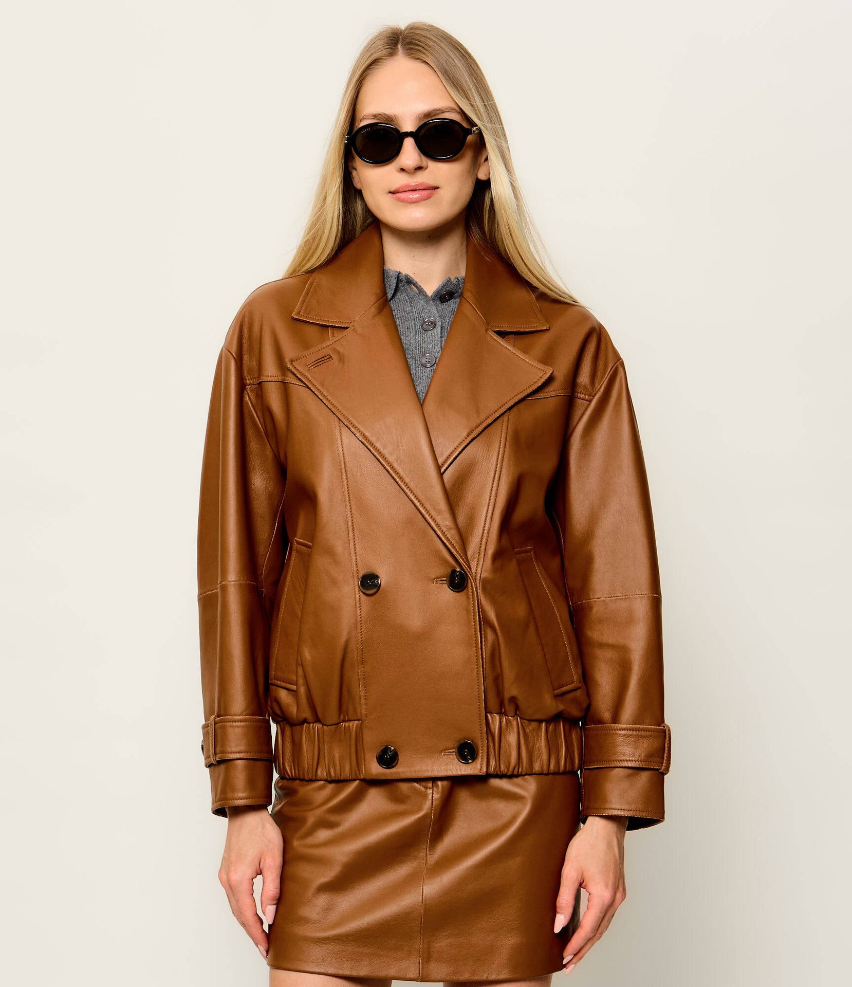 Marella SPORT Skórzana kurtka Mlspallore Loose fit