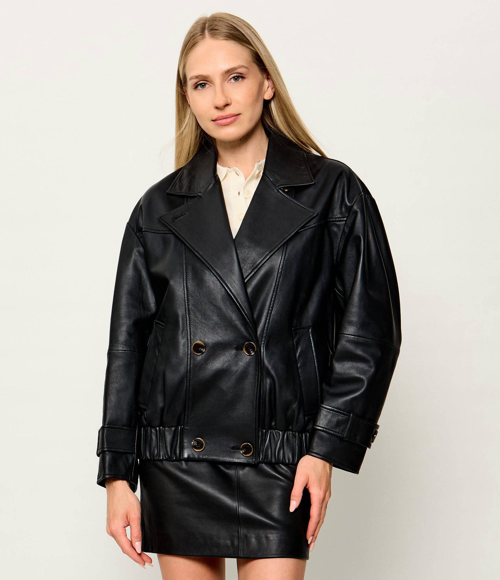 Marella SPORT Skórzana kurtka Mlspallore Loose fit