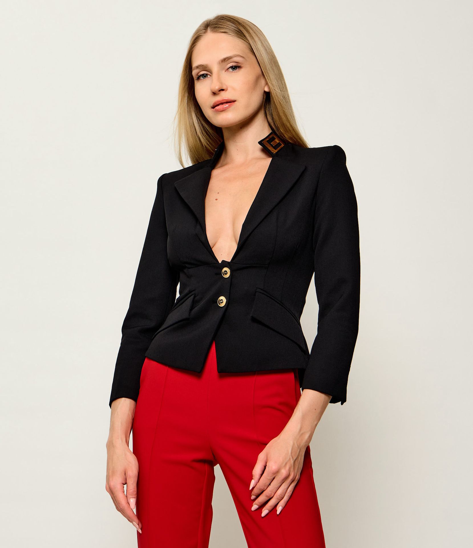 Elisabetta Franchi Żakiet Slim Fit z dodatkiem wełny
