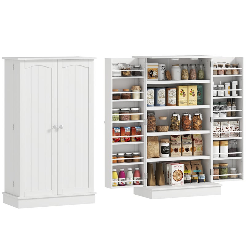 Szafka kuchenna pantry z 2 drzwi, 5 półki i 12 przyprawa stojaki - 60 x 30 x 104 cm - biały