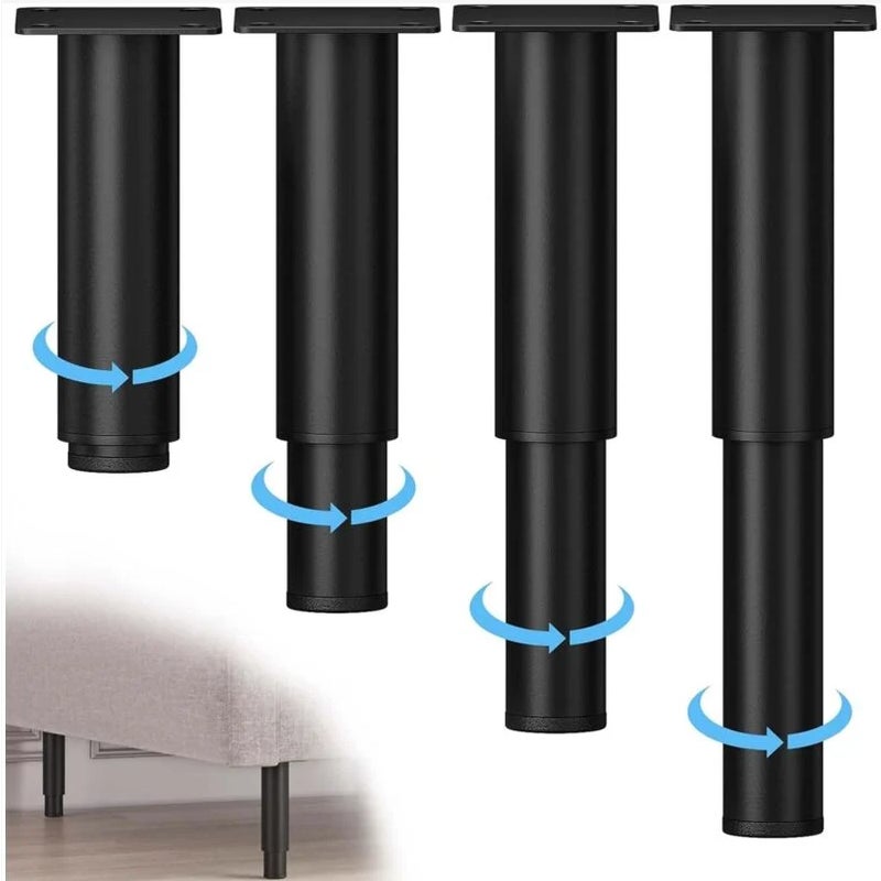 Zestaw 4 regulowanych nóg meblowych (18-30 cm), regulowane nogi meblowe z metalu, czarne nogi regulowane, nogi meblowe, nogi szafki łazienkowej.