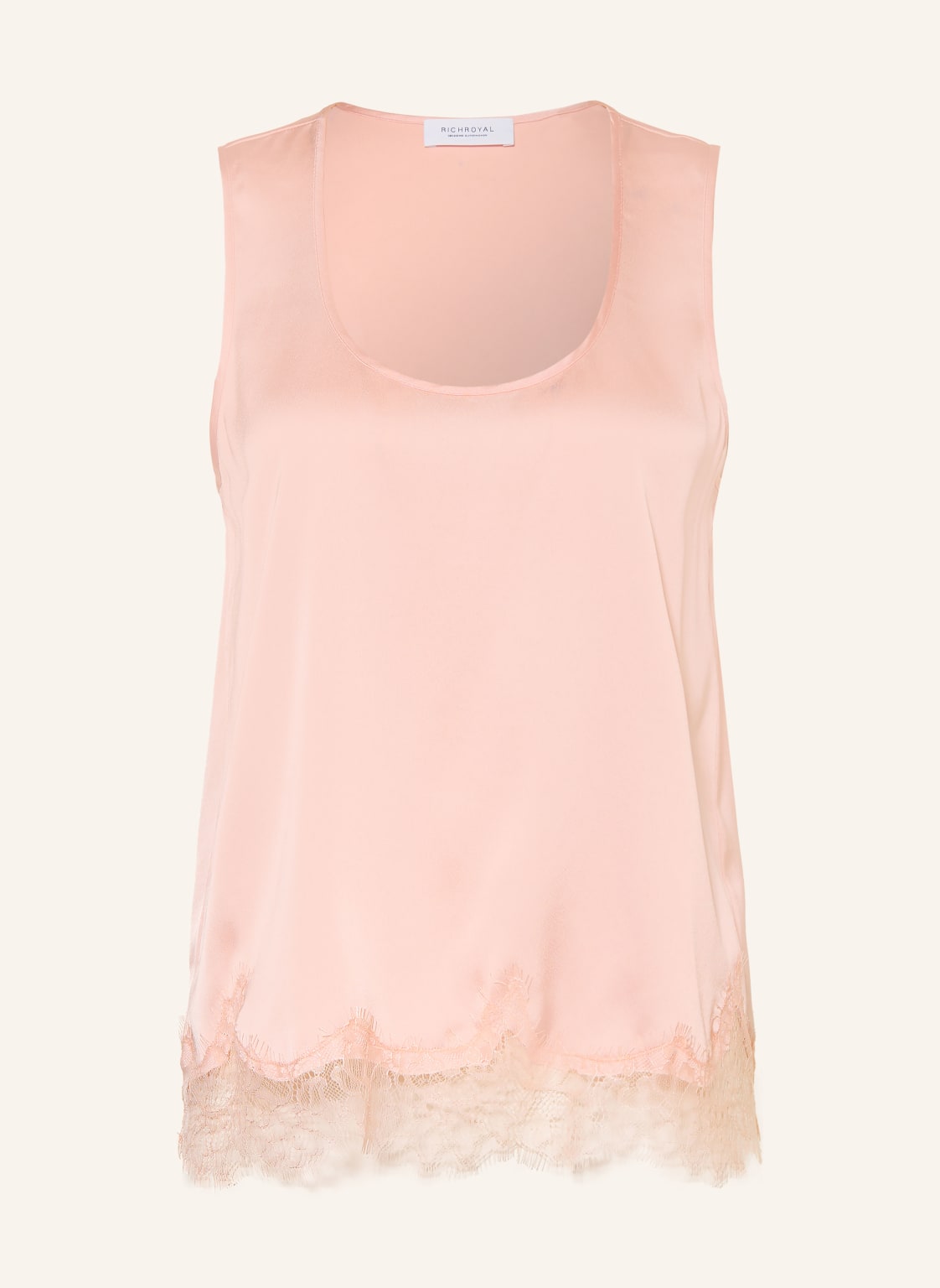 Rich & Royal Top Z Satyny Z Koronką rosa