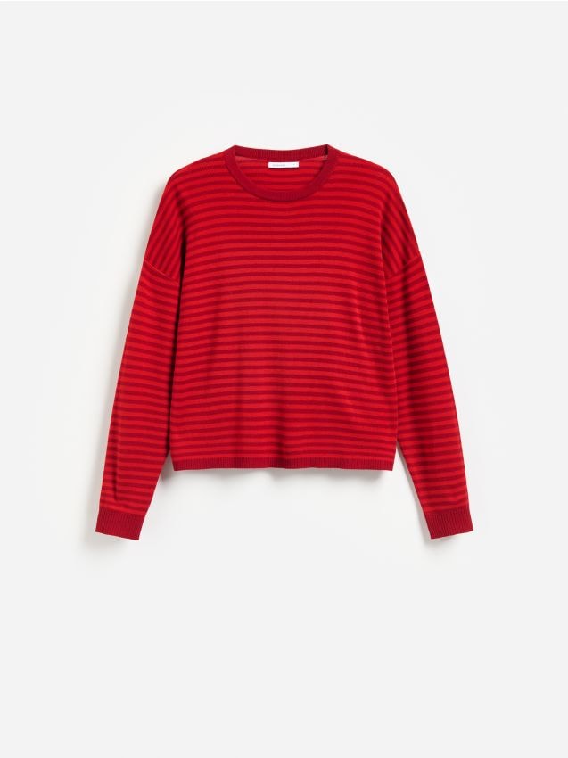 Reserved - Sweter w paski - czerwony