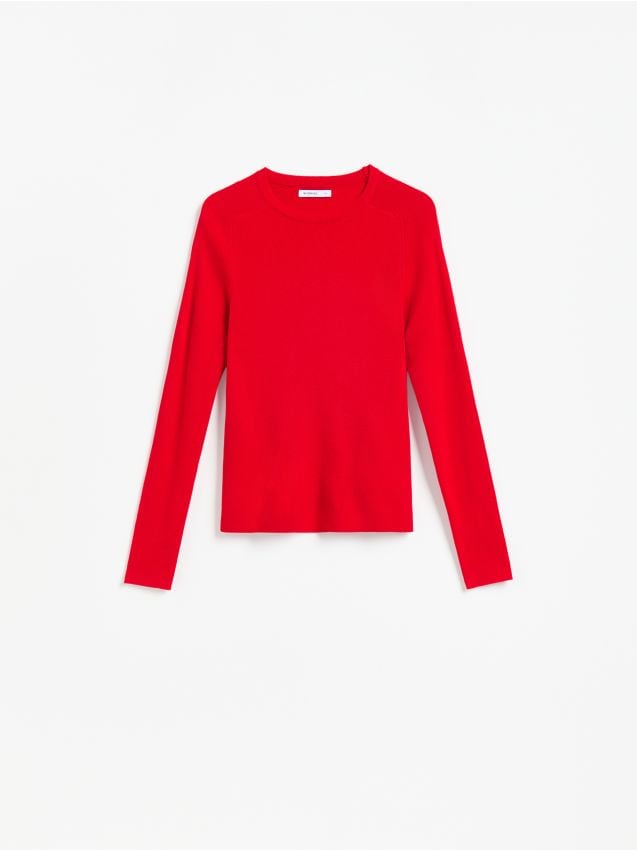 Reserved - Gładki sweter - czerwony