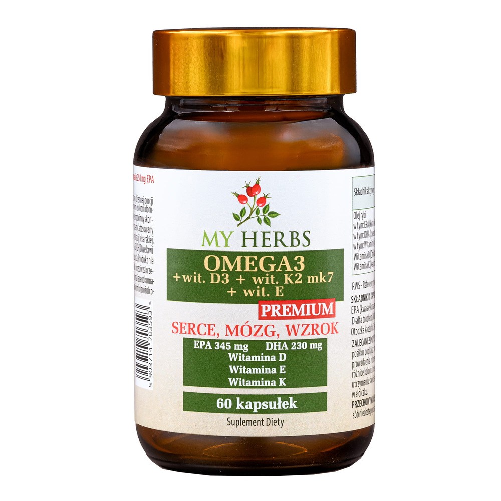 My Herbs Omega 3 + Wit.D3 + Wit. K2 MK7 + Wit.E Premium, kapsułki, 60 szt.