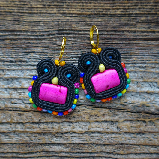 Kolorowe kolczyki soutache