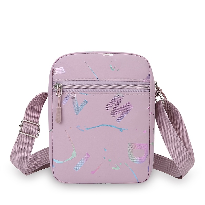 TEMU Lekka, przenośna torebka damska crossbody, 2-warstwowa mini saszetka na telefon z nadrukiem i zamkiem błyskawicznym, kompaktowa, codzienna, mała