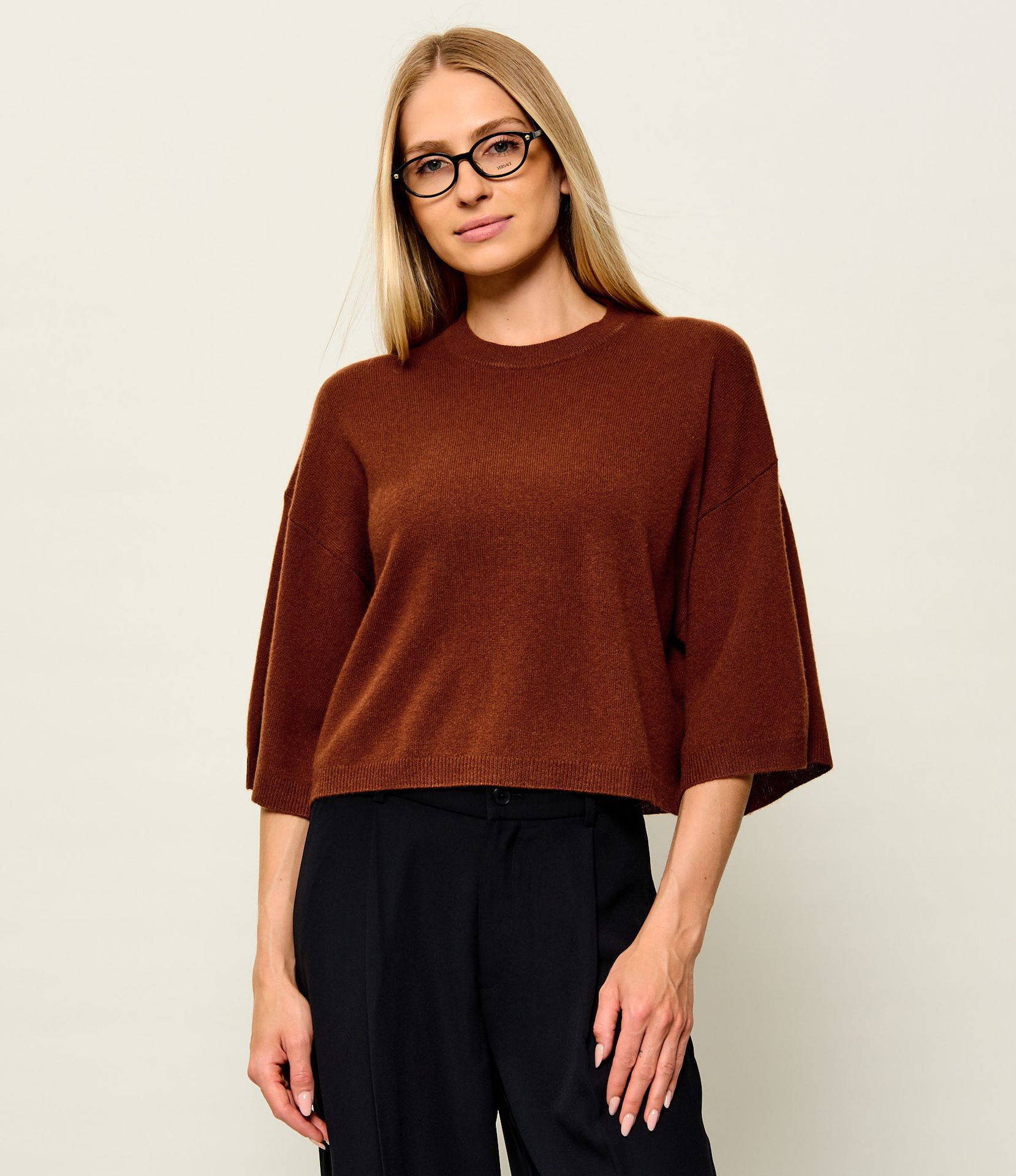 Marella Kaszmirowy sweter Mllordine Cropped Fit