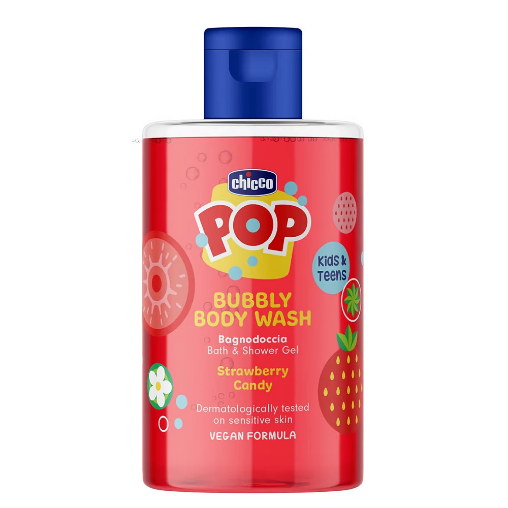 Chicco Pop żel pod prysznic o zapachu cukierków truskawkowych 300ml