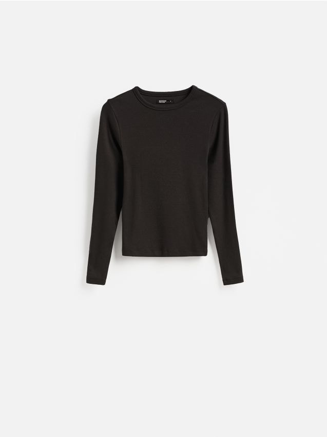 Reserved - Longsleeve z modalem - ciemnobrązowy