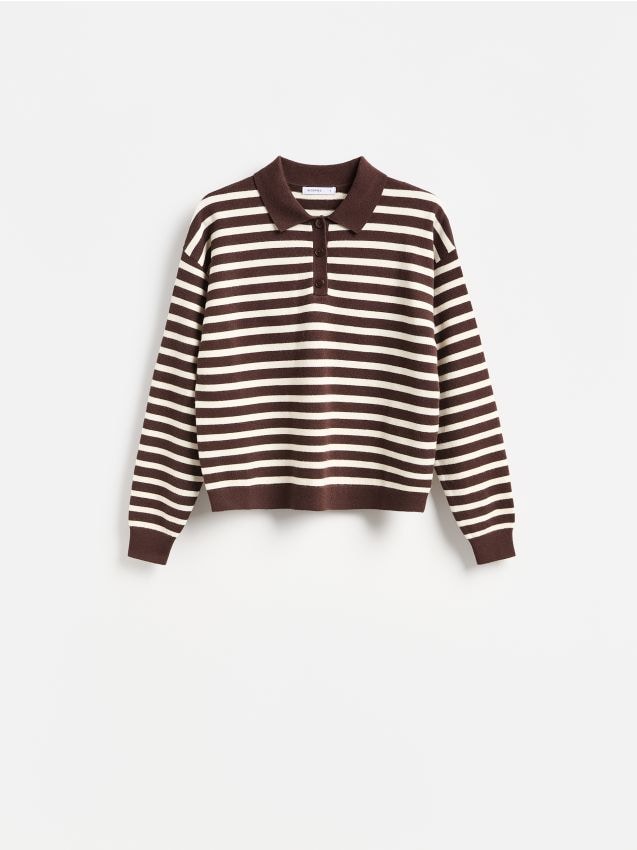 Reserved - Sweter polo - brązowy