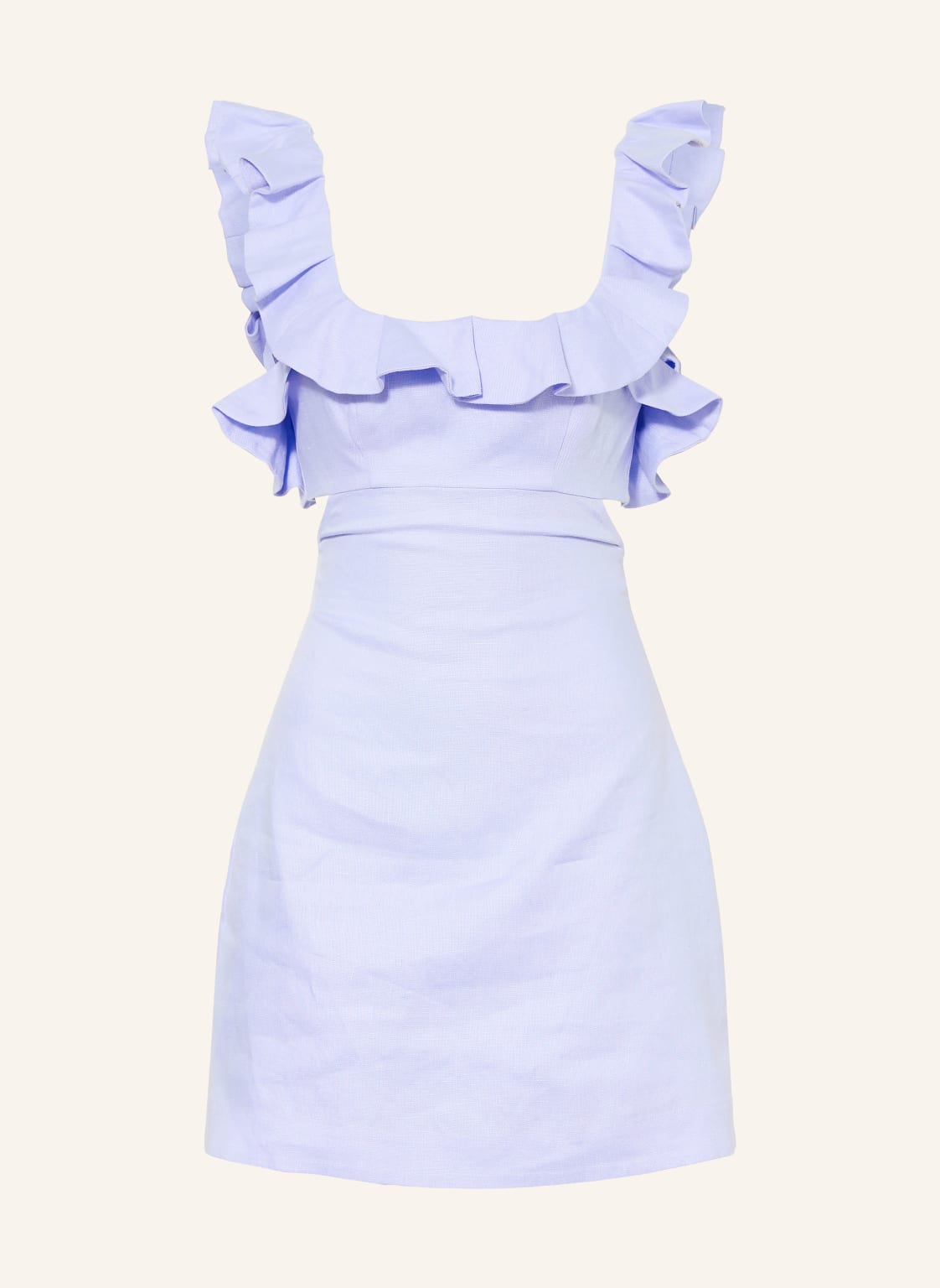Zimmermann Lniana Sukienka Indra Frilled Z Falbanami I Wycięciami blau