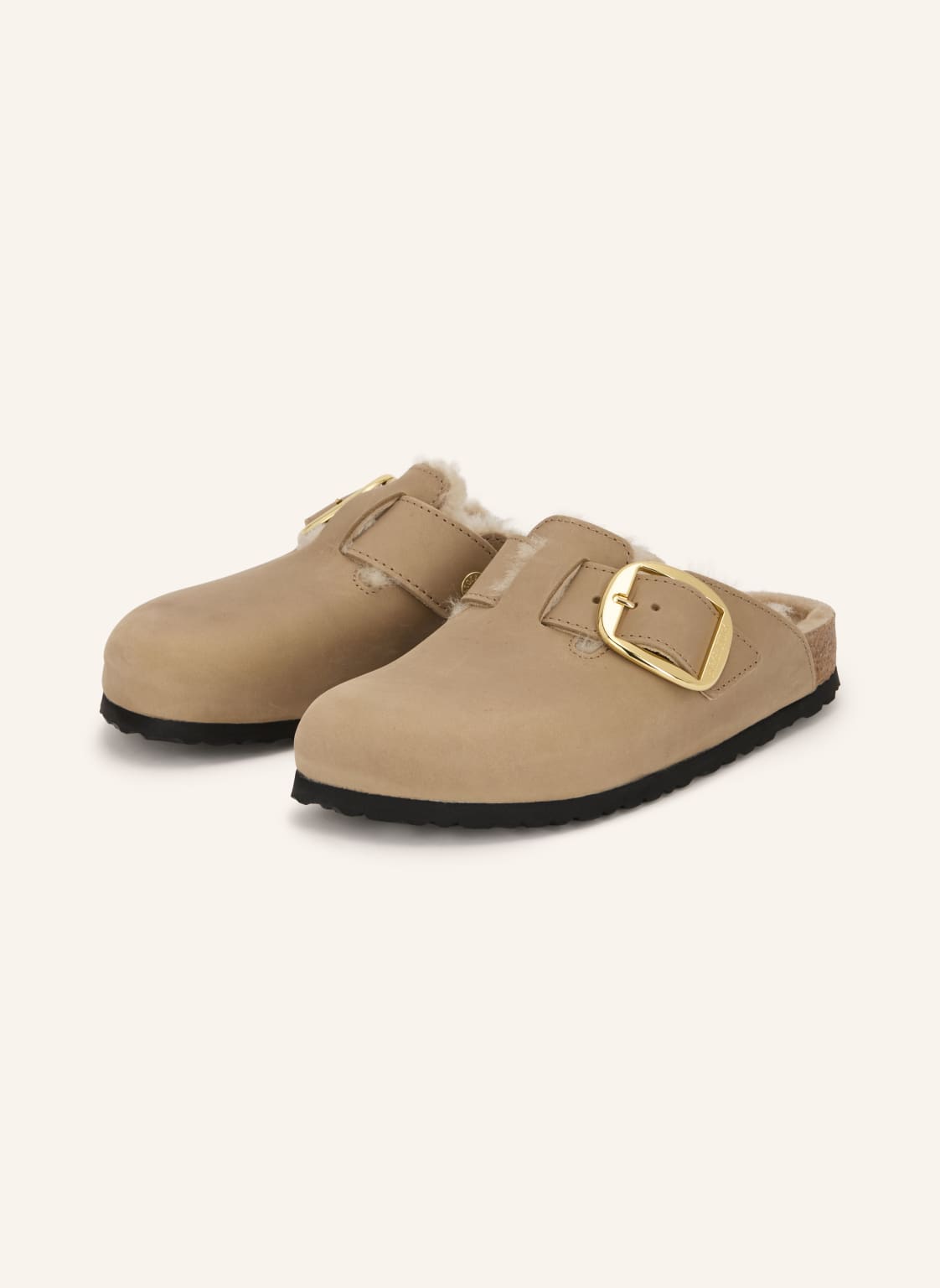 Birkenstock Klapki Boston Big Buckle beige