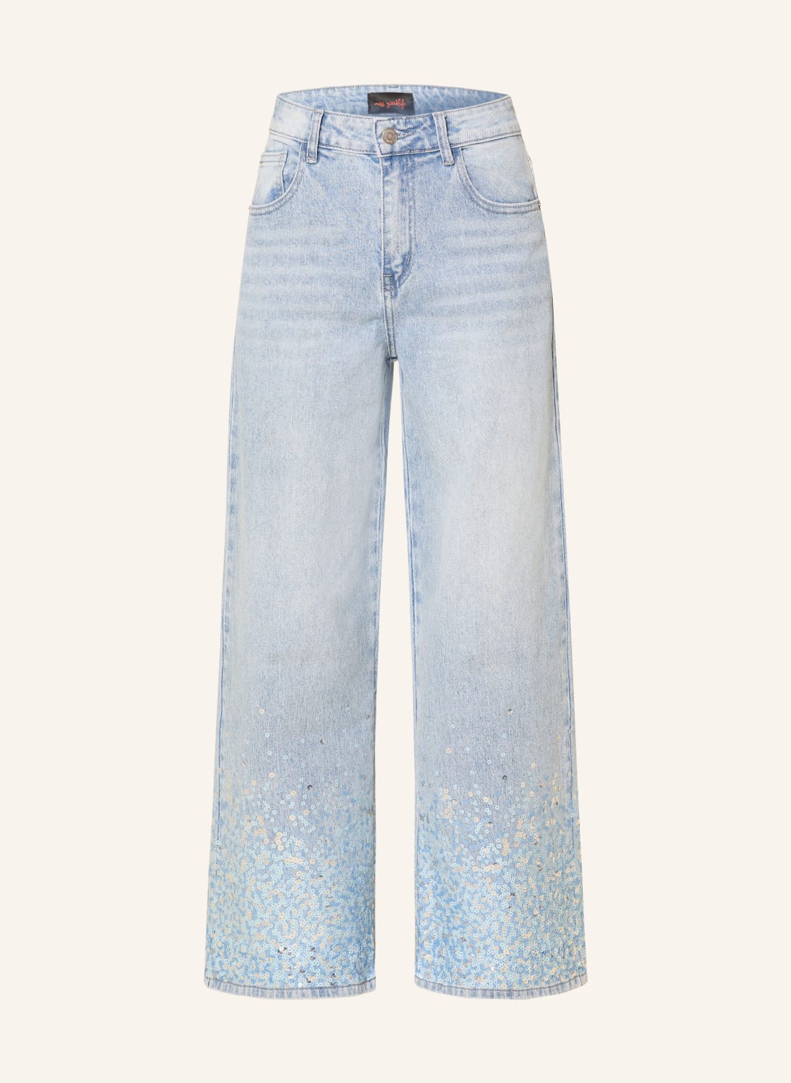 Miss Goodlife Jeansy Wide Leg Z Cekinami blau