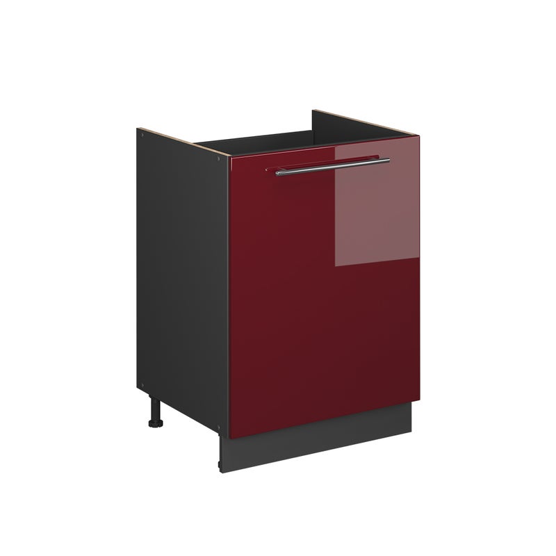 Vicco Szafka pod zlew Fame-Line, Bordowy wysoki połysk/Antracyt, 60 cm