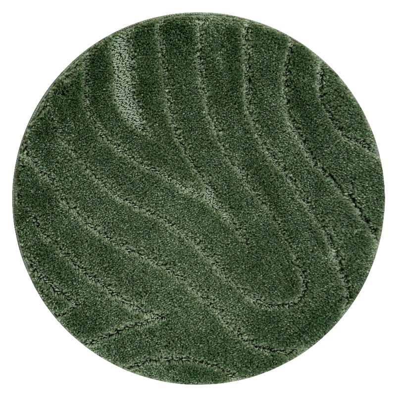 Dywan łazienkowy SUPREME koło WAVES fale, antypoślizgowy, miękki - zielony koło 67 cm