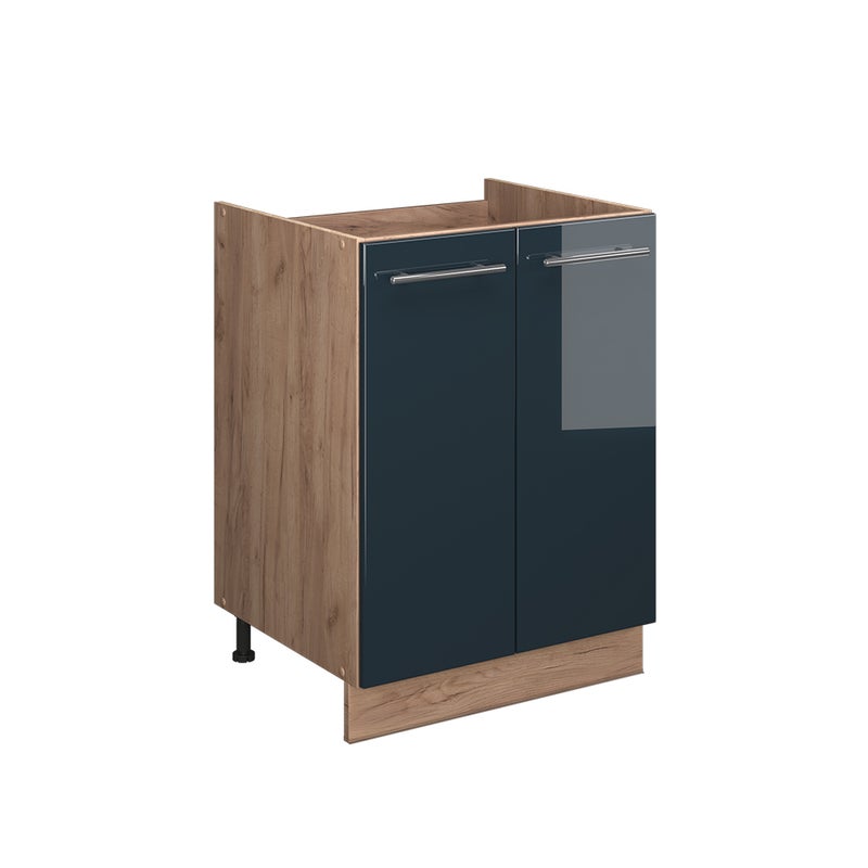 Vicco Szafka pod zlew Fame-Line, Ciemnoniebieski wysoki połysk/Dąb goldkraft, 60 cm