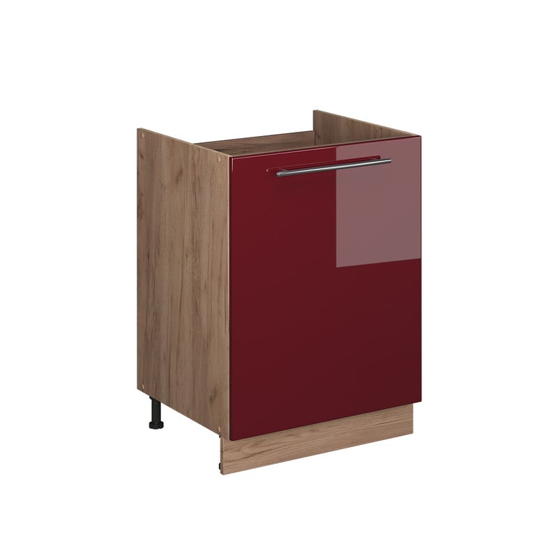 Vicco Szafka pod zlew Fame-Line, Bordowy wysoki połysk/Dąb goldkraft, 60 cm