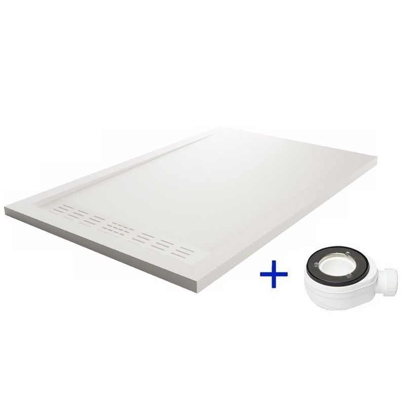 Brodzik prysznicowy mineralny biały 70x130 Premium Pro lity efekt łupka + syfon