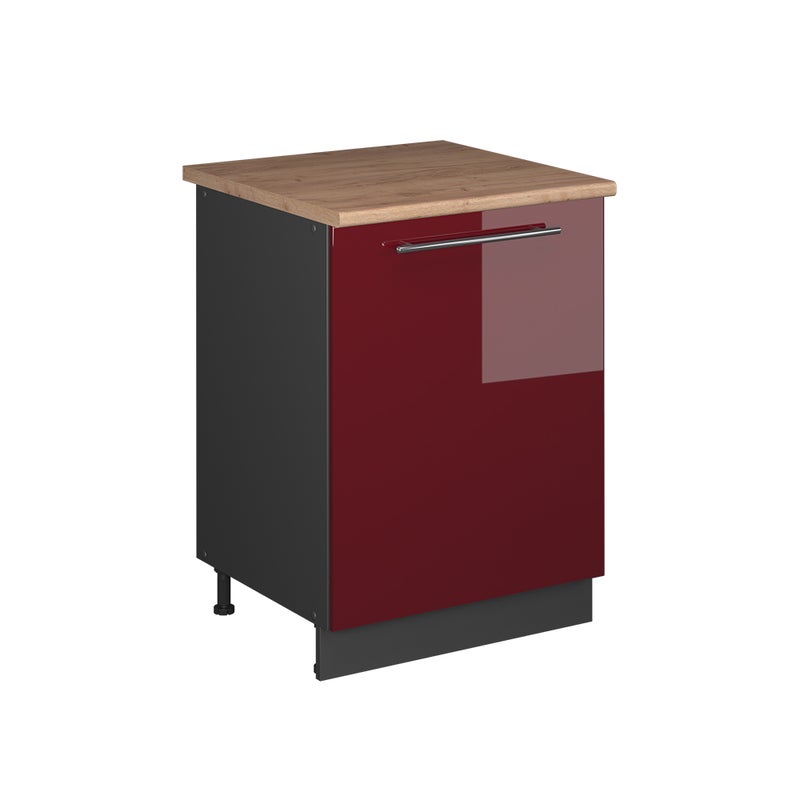 Vicco Szafka pod zlew Fame-Line, Bordowy wysoki połysk/Antracyt, 60 cm